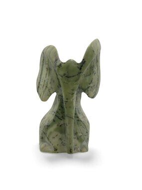 Hand Carved Butter Jade Stone Elephant Sculpture South Africa Signed Peter 5.5"